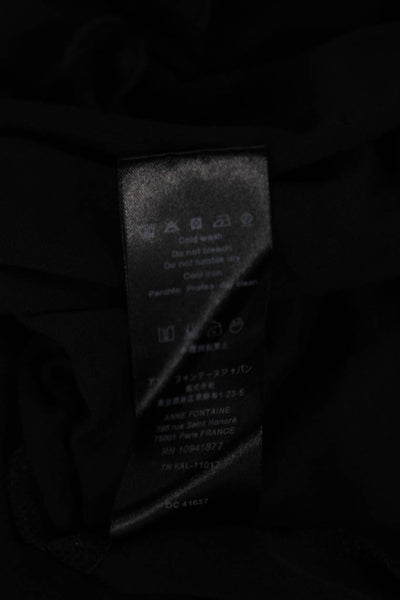 Anne Fontaine Women Black V-Neck Long Sleeve Blouse Size 40