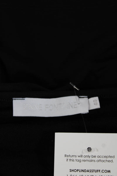 Anne Fontaine Women Black V-Neck Long Sleeve Blouse Size 40