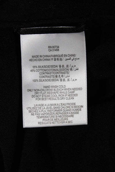 BCBGMAXAZRIA Womens Silk Collared Sleeveless Tank Black Button Size XS