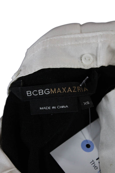 BCBGMAXAZRIA Womens Silk Collared Sleeveless Tank Black Button Size XS