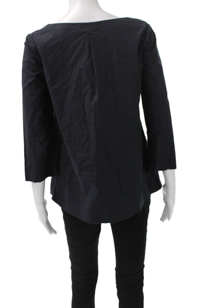DKNY Women Tunic Blouse Black Cotton Scoop Neck 3/4 Sleeve Size 22