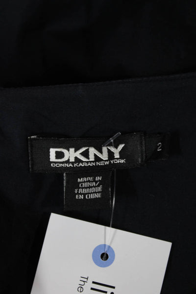 DKNY Women Tunic Blouse Black Cotton Scoop Neck 3/4 Sleeve Size 22