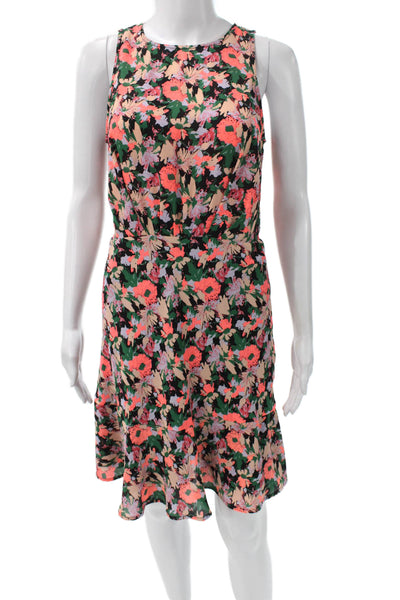 J Crew Women Fit & Flare Floral Multicolor Sleeveless Dress Size 4