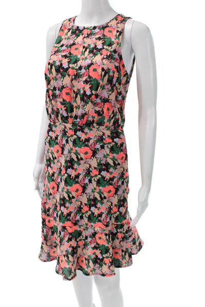 J Crew Women Fit & Flare Floral Multicolor Sleeveless Dress Size 4