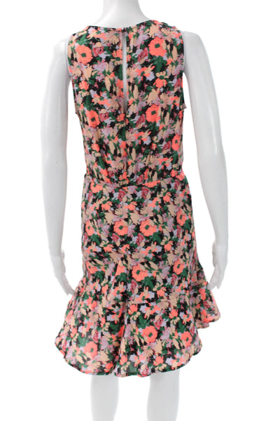 J Crew Women Fit & Flare Floral Multicolor Sleeveless Dress Size 4
