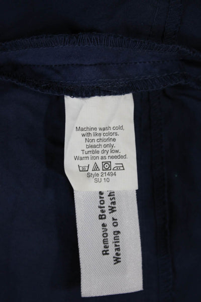 J Crew Womens Shift Dress Blue Cotton Short Sleeve Round Neck Button Size 0