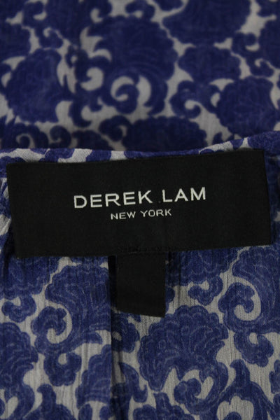 Derek Lam Womens Purple Silk Geometric Round Neck Long Sleeve Blouse Size 2