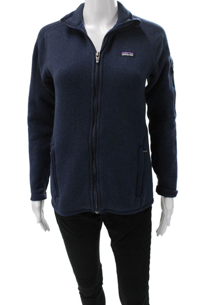 Patagonia Womens Blue Basic Jacket High Neck Zip Long Sleeve Polyester Size XS