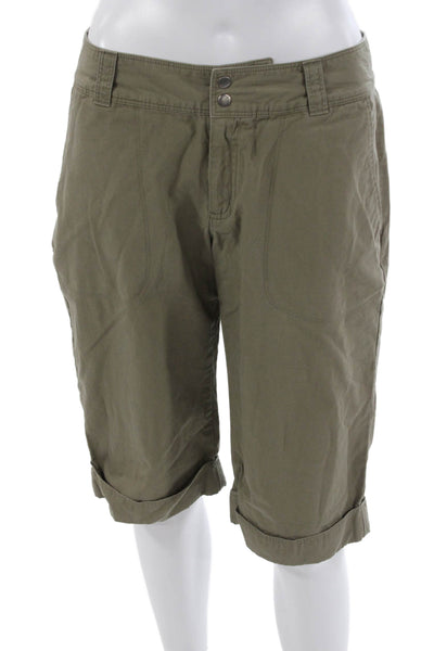 Patagonia Women Capri Pants Green Organic Cotton Button Size 6