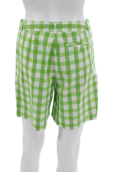 Lily Pulitzer Womens Bermuda Shorts Green Cotton Check Button Size 4