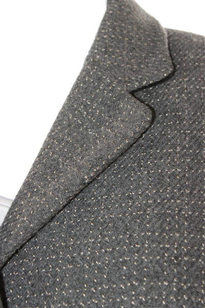 DKNY Womens Gray Patterned Wool Blend Overcoat Button Front Size 12