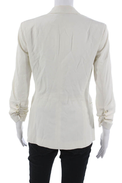 Elizabeth & James Womens Blazer White Polyester Blend Button Long Sleeve Size 2