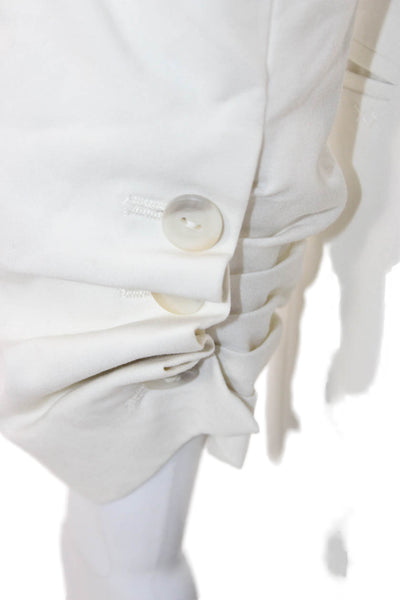 Elizabeth & James Womens Blazer White Polyester Blend Button Long Sleeve Size 2