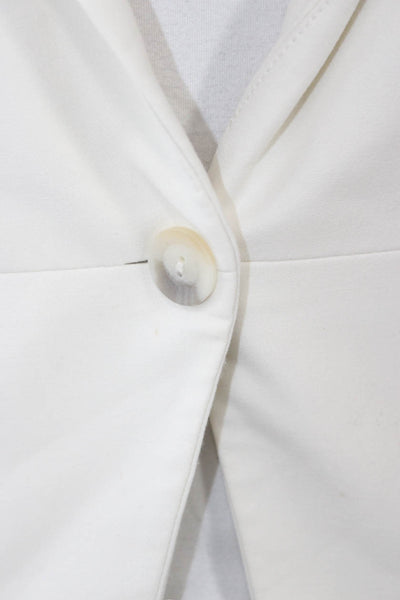 Elizabeth & James Womens Blazer White Polyester Blend Button Long Sleeve Size 2