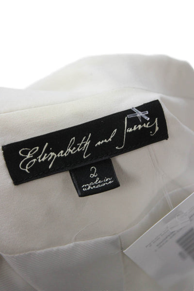 Elizabeth & James Womens Blazer White Polyester Blend Button Long Sleeve Size 2