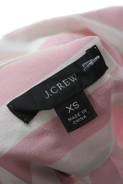 J Crew Womens Silk Pink Striped Collared Button Up Short Sleeve Size XS