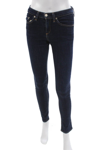 Rag & Bone Women Skinny Blue Jeans Mid-Rise Button Fly 30in Size 26