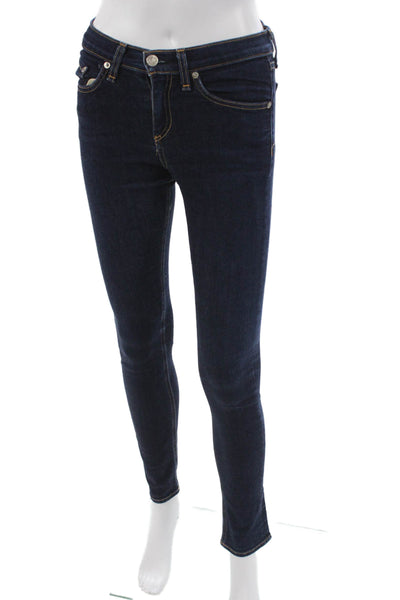 Rag & Bone Women Skinny Blue Jeans Mid-Rise Button Fly 30in Size 26