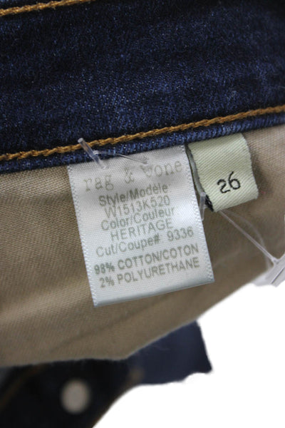 Rag & Bone Women Skinny Blue Jeans Mid-Rise Button Fly 30in Size 26