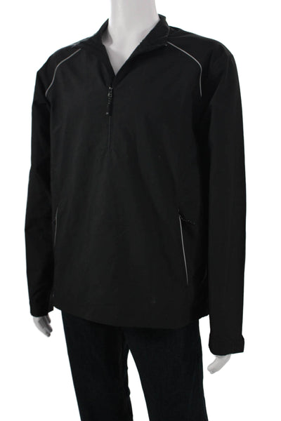 Cutter & Buck Mens Windbreaker Black Polyester Long Sleeve Zip Size M