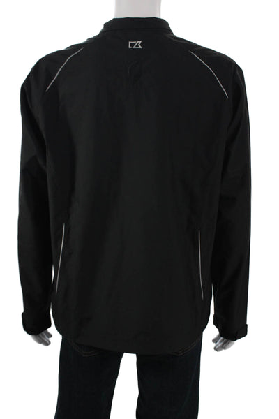 Cutter & Buck Mens Windbreaker Black Polyester Long Sleeve Zip Size M