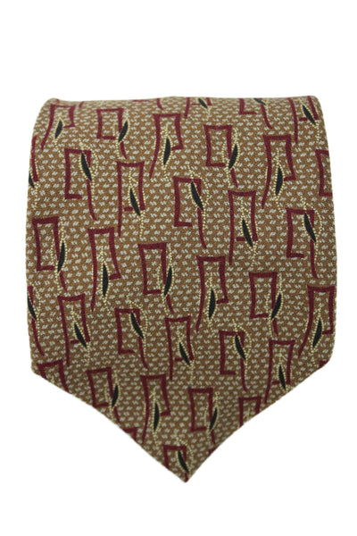 Ermenegildo Zegna Mens 100% Silk Printed Necktie Brown Combo