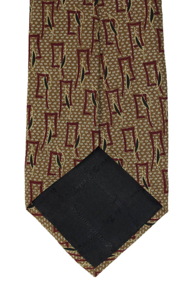Ermenegildo Zegna Mens 100% Silk Printed Necktie Brown Combo