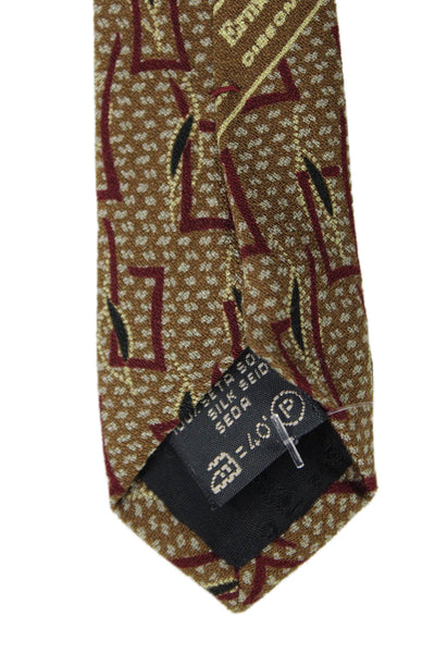 Ermenegildo Zegna Mens 100% Silk Printed Necktie Brown Combo