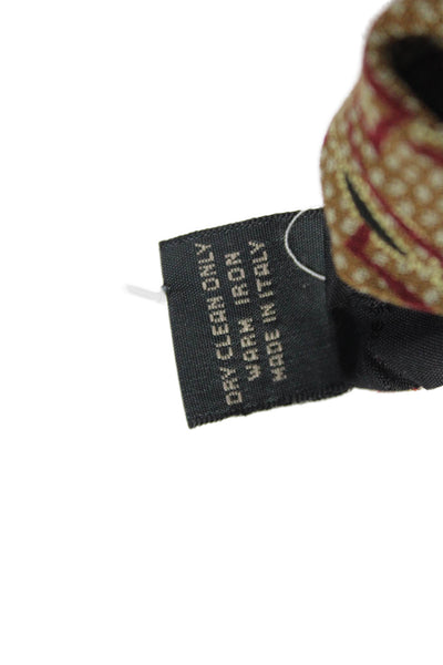 Ermenegildo Zegna Mens 100% Silk Printed Necktie Brown Combo