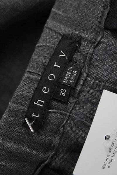 Theory Mens Dress Pants Gray Linen Drawstring Size 33