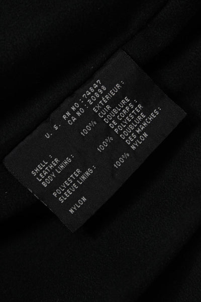 Andrew Marc Mens Leather Button Overcoat Black Size M