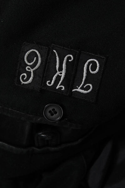 Andrew Marc Mens Leather Button Overcoat Black Size M