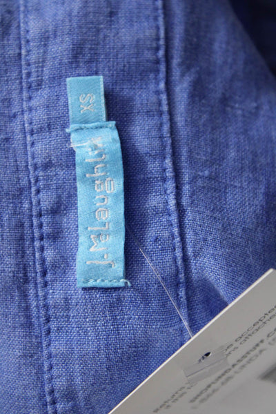 J. Mclaughlin Women Blue Linen Collared Button Up Tunic Long Sleeve Size S