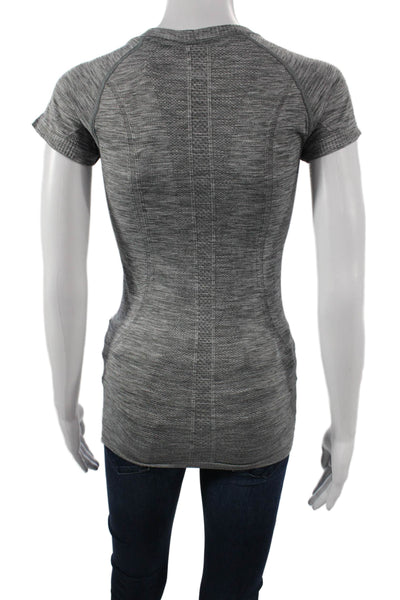 Lululemon Womens Basic Gray Nylon Blend Crew Neck Short Sleeve T-Shirt Size XS