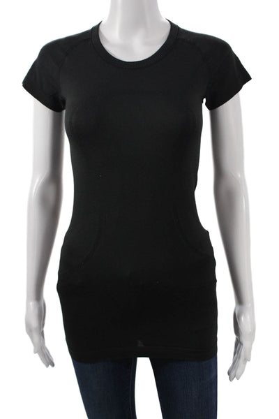 Zara Women Basic T-Shirt Black Crew Neck Short Sleeve Nylon Blend Size S