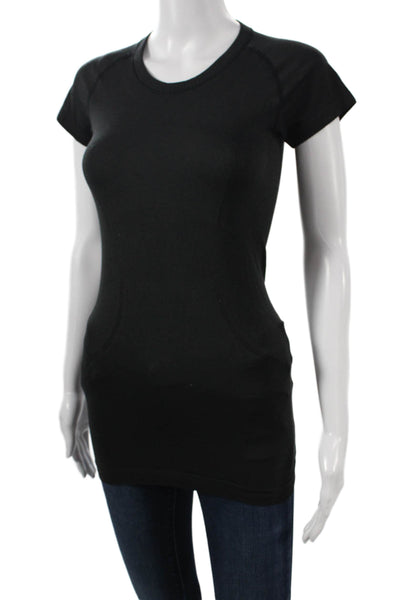 Zara Women Basic T-Shirt Black Crew Neck Short Sleeve Nylon Blend Size S