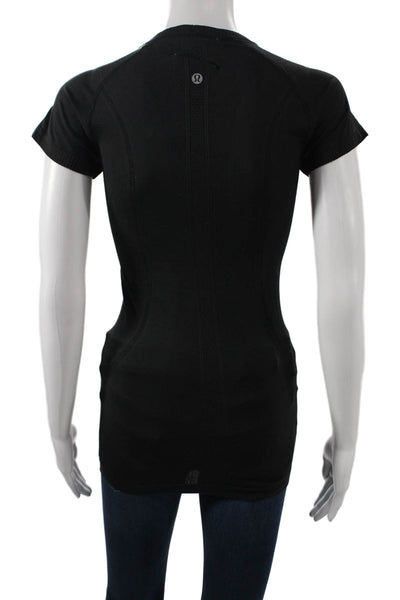 Zara Women Basic T-Shirt Black Crew Neck Short Sleeve Nylon Blend Size S