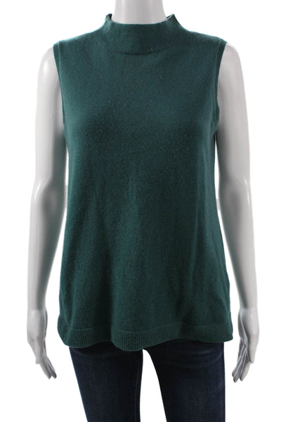 Lafayette 148 New York Womens Cashmere Mock Neck Vest Green Size M