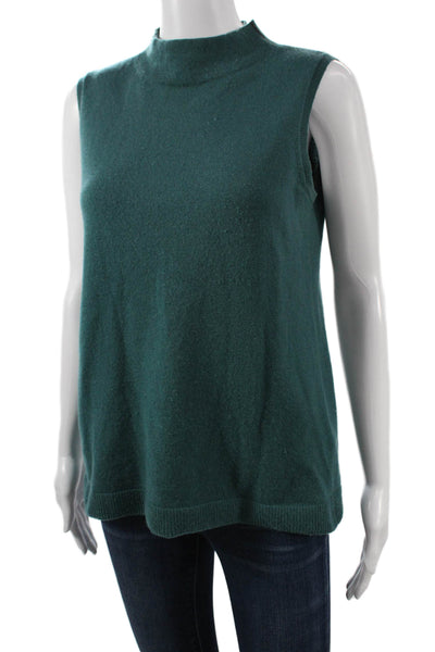 Lafayette 148 New York Womens Cashmere Mock Neck Vest Green Size M