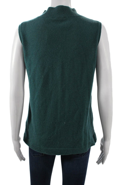 Lafayette 148 New York Womens Cashmere Mock Neck Vest Green Size M