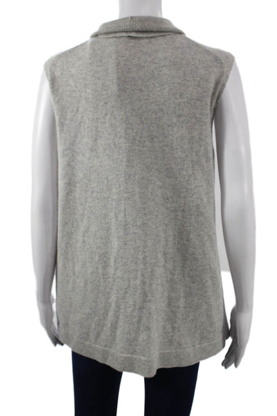 Lafayette 148 New York Women Cashmere Tunic Gray Turtleneck Sleeveless Size L