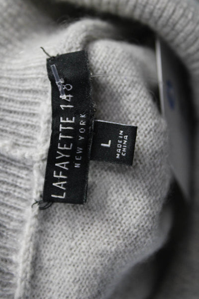 Lafayette 148 New York Women Cashmere Tunic Gray Turtleneck Sleeveless Size L