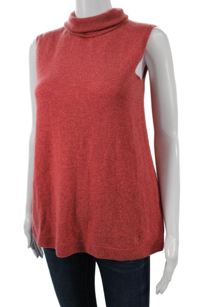 Lafayette 148 New York Women Red Cashmere Turtleneck Vest Sleeveless Size XS
