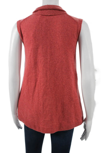 Lafayette 148 New York Women Red Cashmere Turtleneck Vest Sleeveless Size XS