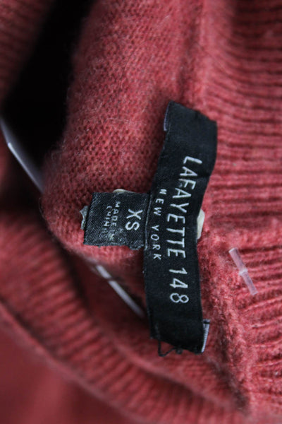 Lafayette 148 New York Women Red Cashmere Turtleneck Vest Sleeveless Size XS