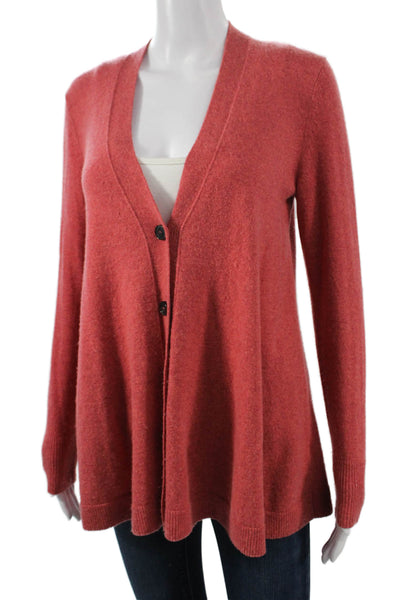 Lafayette 148 New York Women Cashmere V-Neck Red Long Sleeve Cardigan Size XS