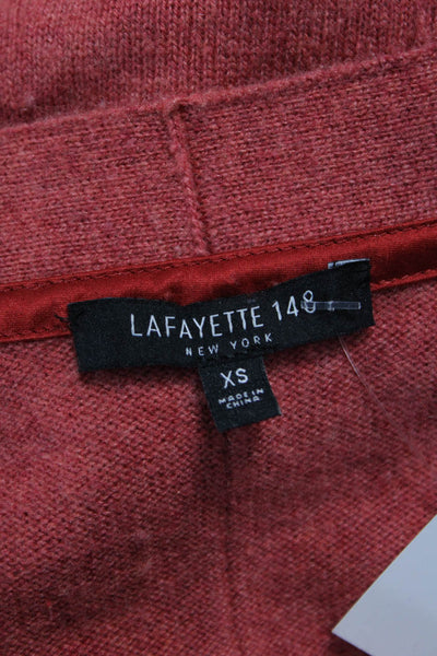 Lafayette 148 New York Women Cashmere V-Neck Red Long Sleeve Cardigan Size XS