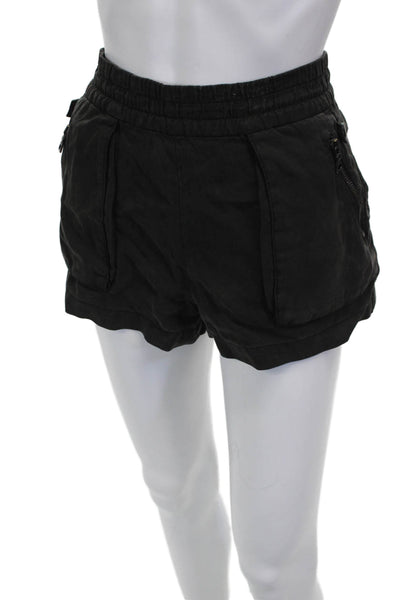 Alice + Olivia Women Utility Shorts Black Lyocell Pull On Size S