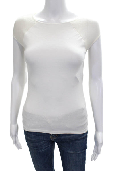 Zara Womens Basic White Viscose Round Neck Short Sleeve T-Shirt Size S