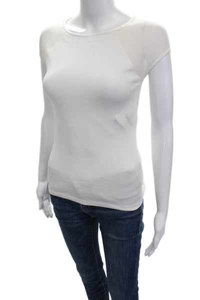 Zara Womens Basic White Viscose Round Neck Short Sleeve T-Shirt Size S